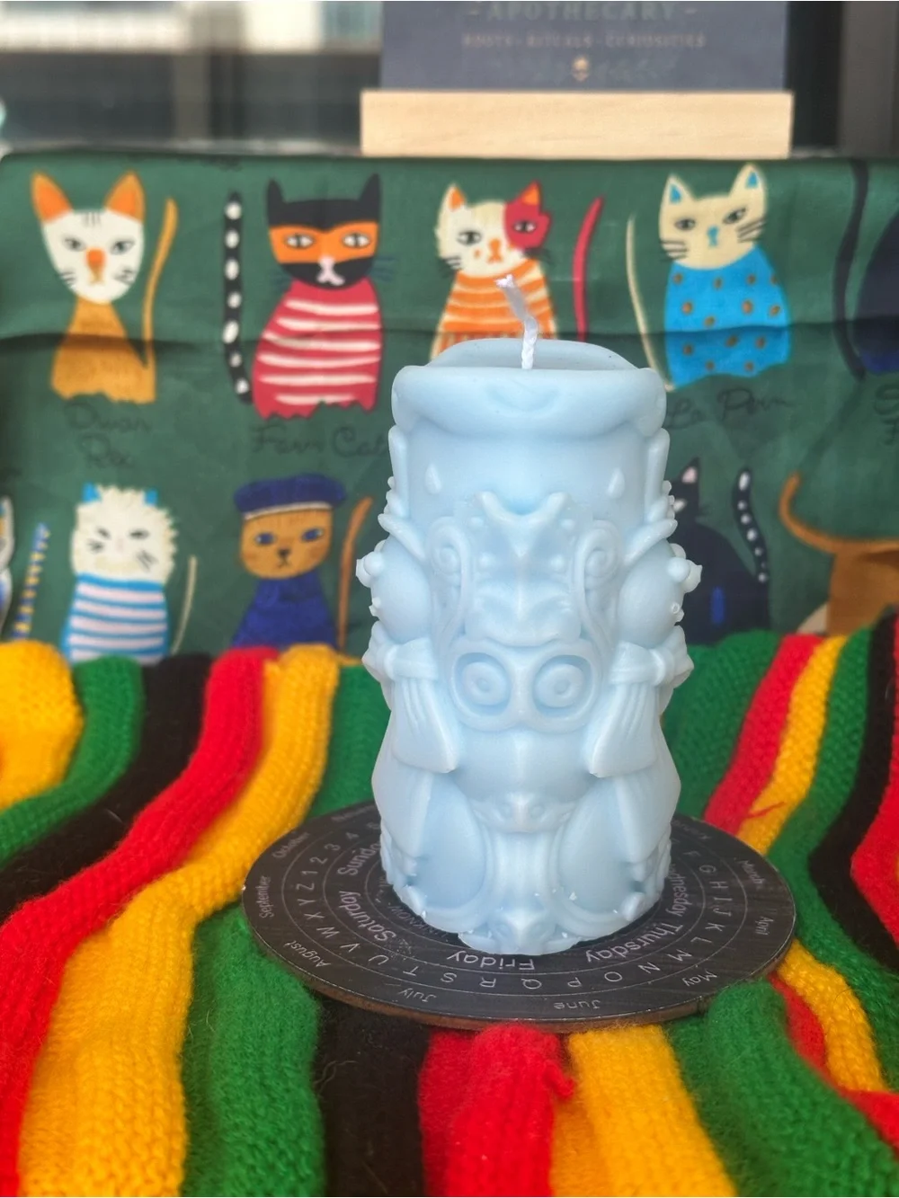 Pale Blue Snowman Candle